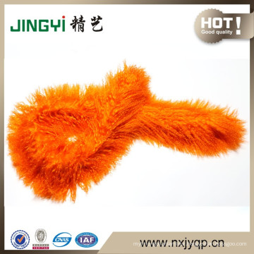 Bright Orange Natural Sheep Skin Long Scarf